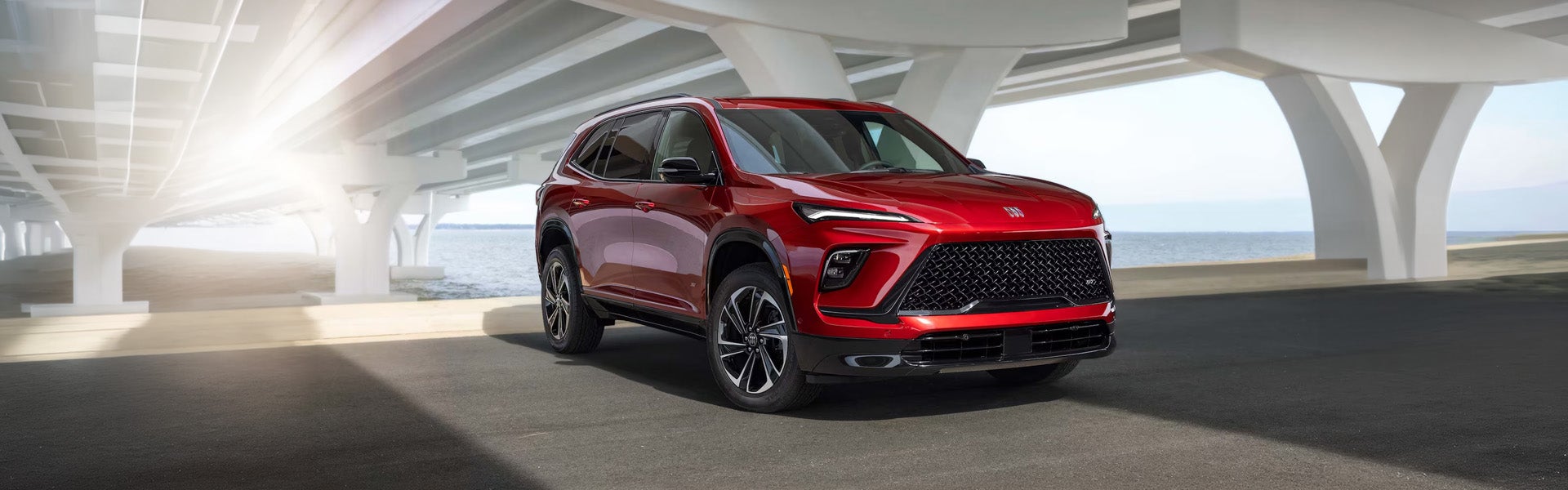 2026 Buick Enclave SUV exterior hero image showing front view design and bold styling.