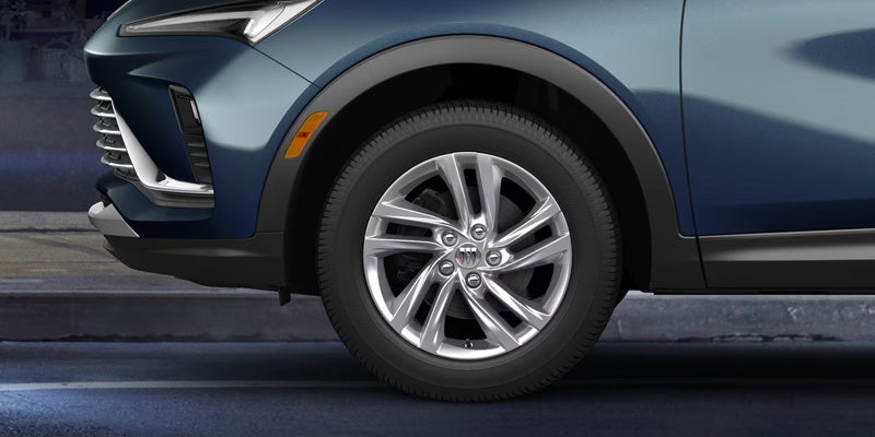 2026 Buick Envista front wheel and tire showcasing stylish alloy wheel design