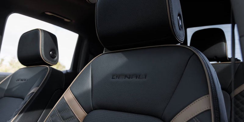 2026 GMC Canyon Denali front seats with premium leather interior