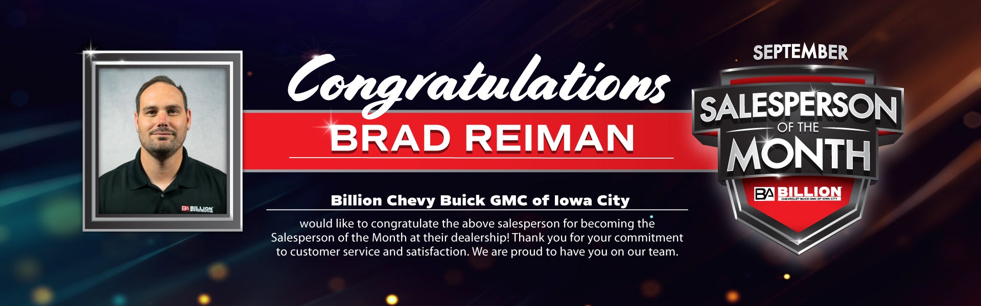 Salesperson of the month at Billion Buick GMC of Iowa City in IOWA CITY IA