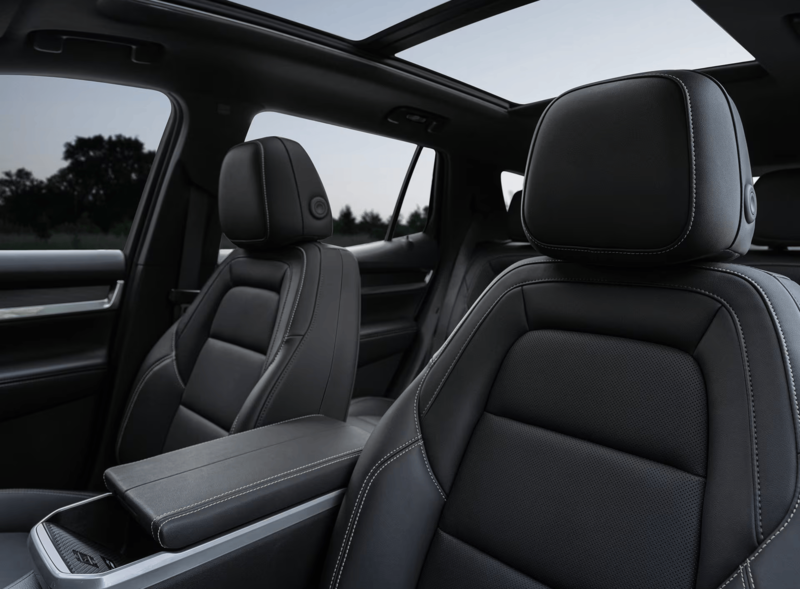 Interior of the 2027 GMC Terrain AWD featuring premium seating and panoramic sunroof
